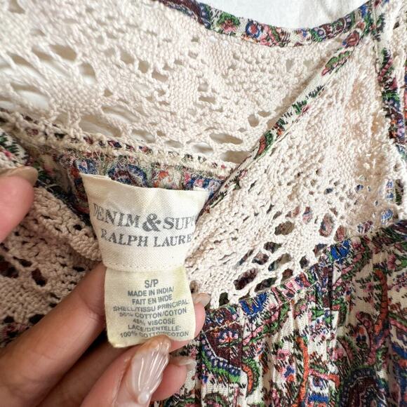 Ralph Lauren Paisley Bohemian Lace Tiered Maxi Dress Small - Picture 3 of 8